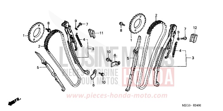 NOCKENWELLENKETTE/SPANNVORRICHTUNG von Shadow Aero CANDY BLAZE ORANGE (YR196BB) von 2006